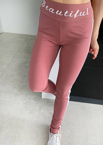 Spodnie legginsy Beautiful z lampasem M709 różowe