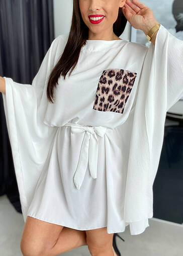 Sukienka kimono Berry z kieszonką WF208 biała