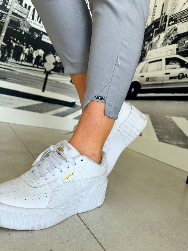 Spodnie Cygaretki z wysokim stanem N683 szary