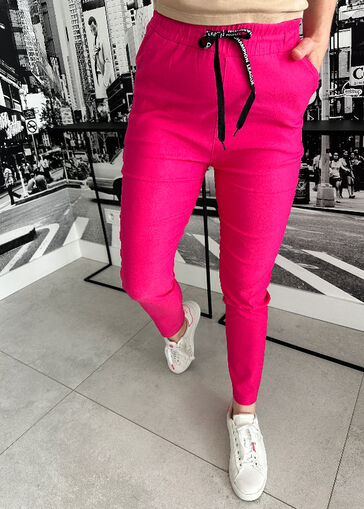 Spodnie Joggery z gumką w pasie N586 fuksja