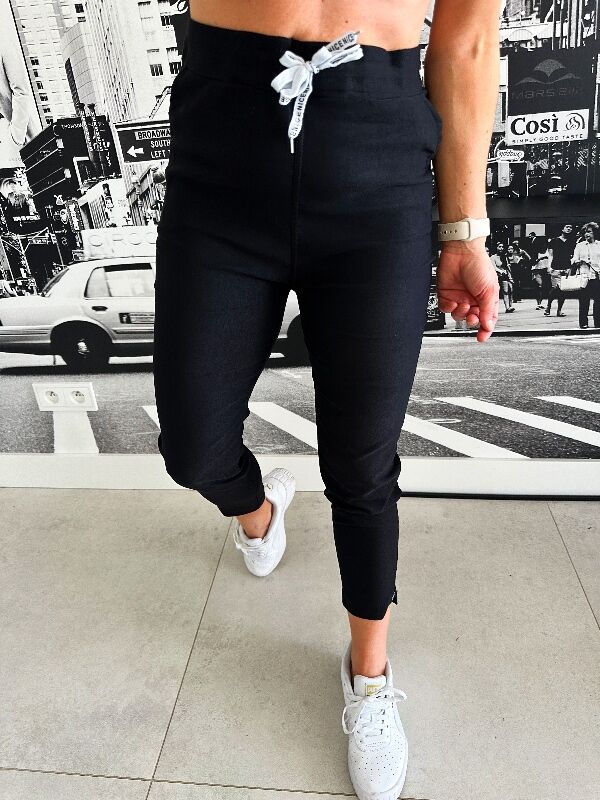 Spodnie Cygaretki z wysokim stanem N691 czarny