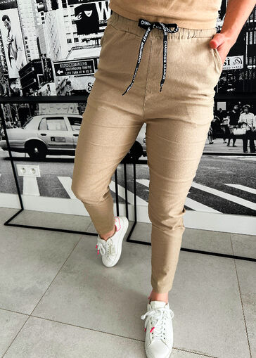 Spodnie Joggery z gumką w pasie N588 beż