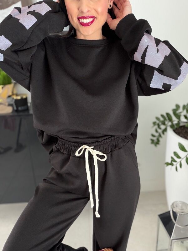 Komplet z napisem na plecach WF839 czarny