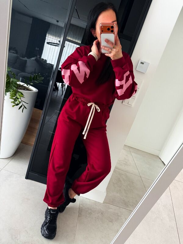 Komplet z napisem na plecach WF820 bordowy