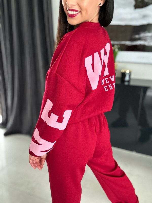 Komplet z napisem na plecach WF820 bordowy