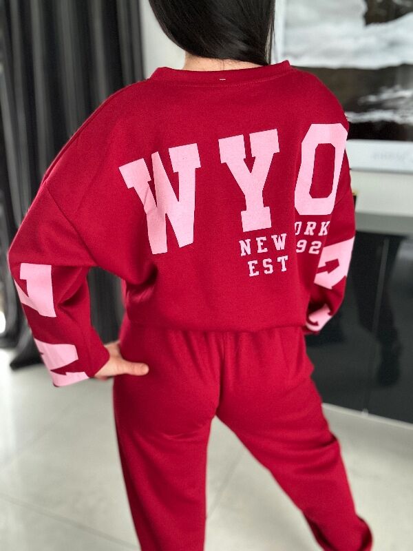 Komplet z napisem na plecach WF820 bordowy