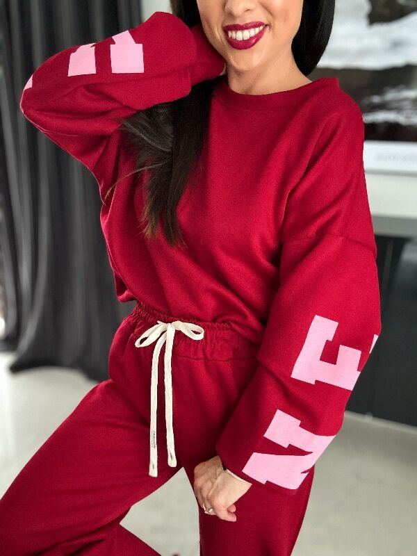 Komplet z napisem na plecach WF820 bordowy