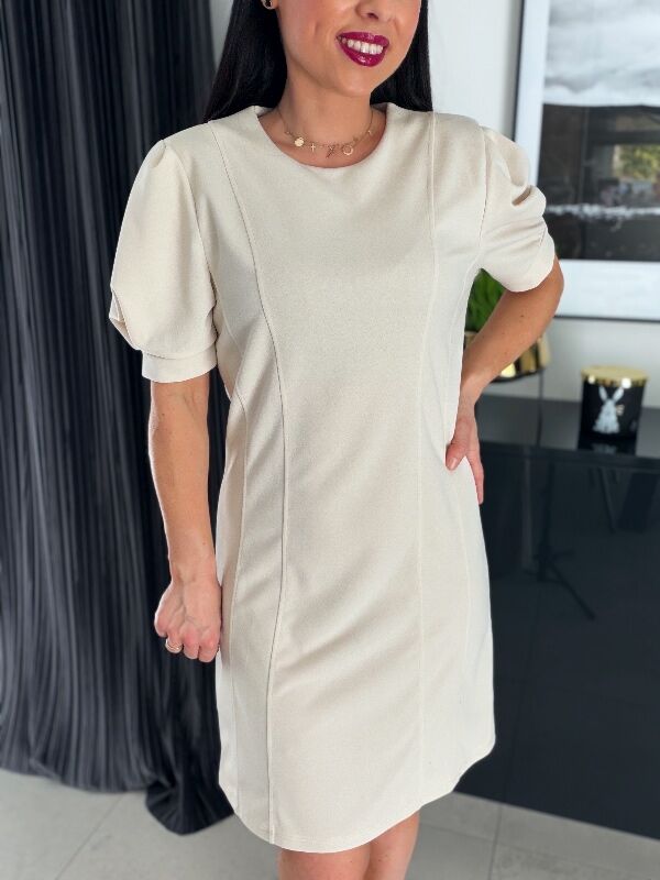 Gładka prosta sukienka Classics WF829 bezowy