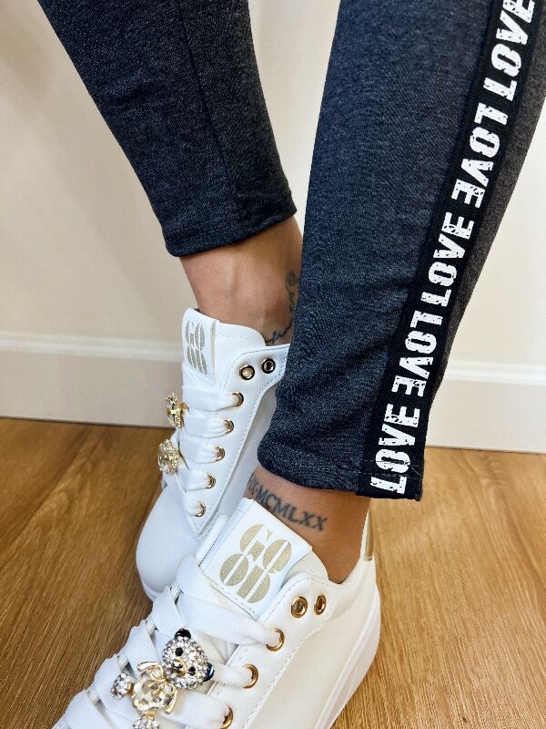Legginsy LOVE z lampasem N428a grafitowe