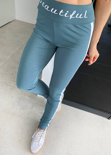 Spodnie legginsy Beautiful z lampasem M710 niebieskie