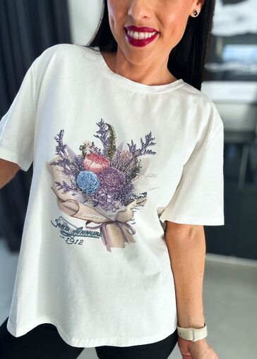 Bluzka bukiet N726 kremowy