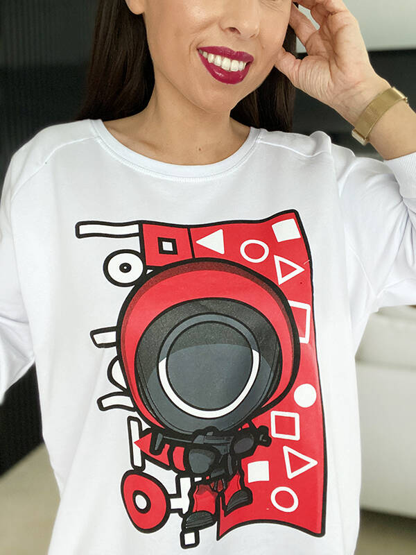 Bluza square z aplikacją N136 biała 
