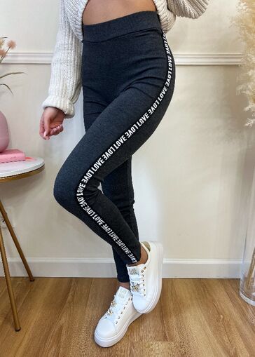 Legginsy LOVE z lampasem N428ab grafitowe