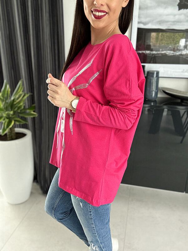 Bluzka Silver z aplikacją N091 fuksja