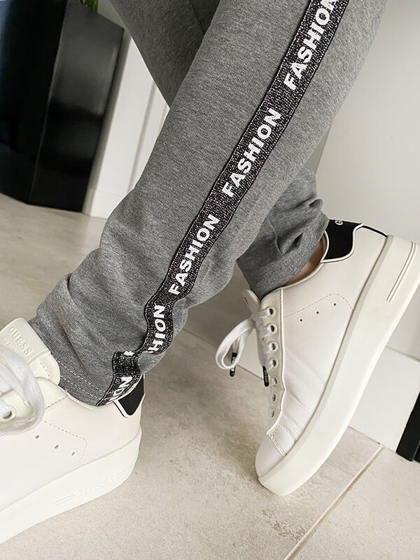 Legginsy Fashion z lampasem N159 szary