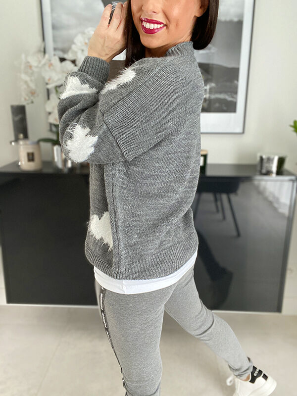 Legginsy Fashion z lampasem N159 szary