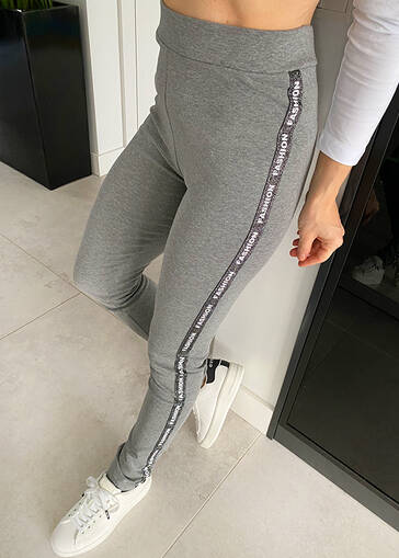 Legginsy Fashion z lampasem N159 szary