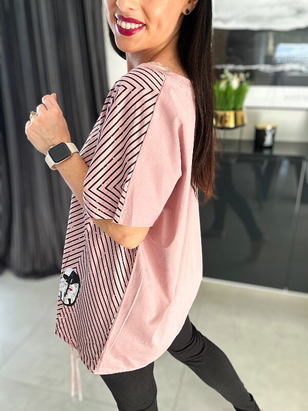 Bluzka SHI z wiązaniem N729 różowy