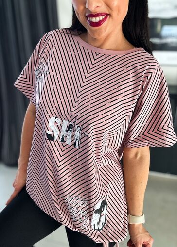 Bluzka SHI z wiązaniem N729 różowy