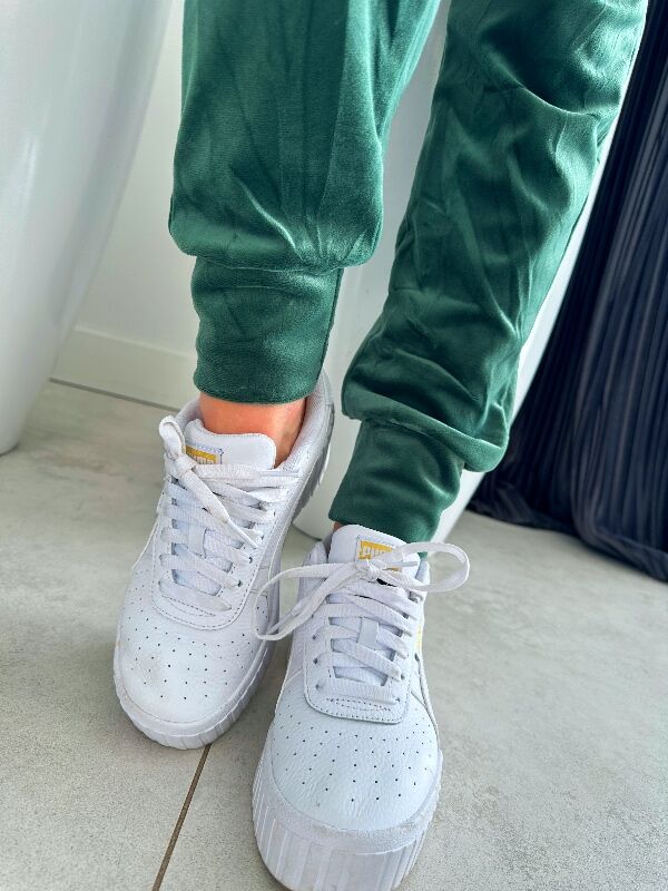 Damskie spodnie welurowe z cekinami N702 khaki