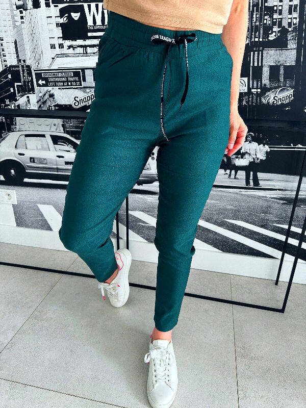 Spodnie Joggery z gumką w pasie N583 ciemny zielony
