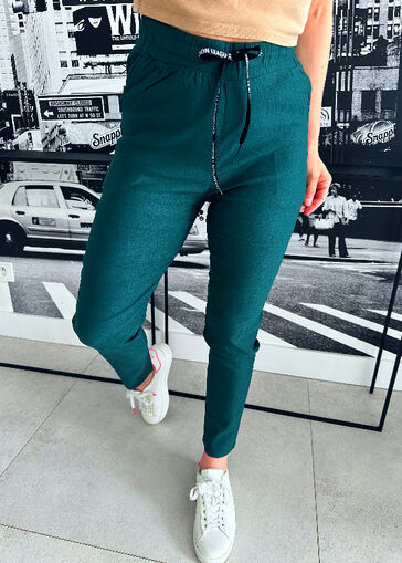 Spodnie Joggery z gumką w pasie N583 ciemny zielony