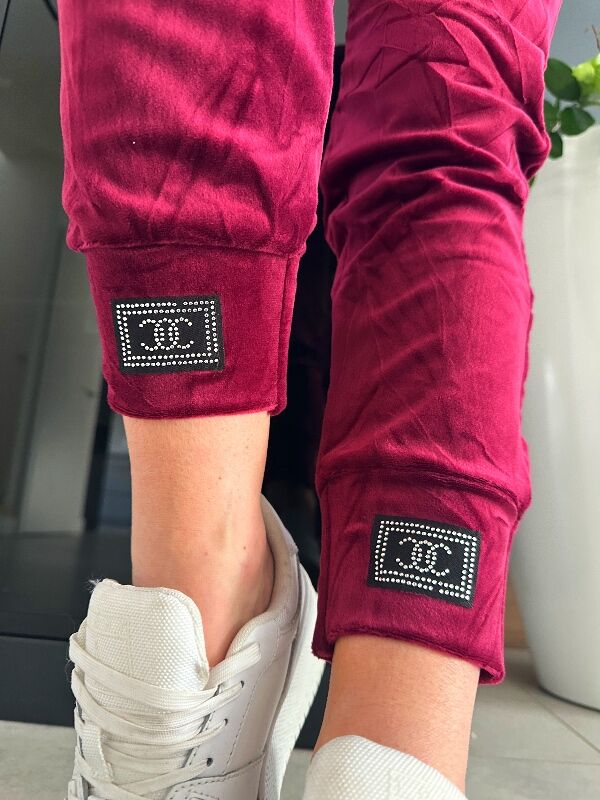 Spodnie welurowe COCO N723 bordowy