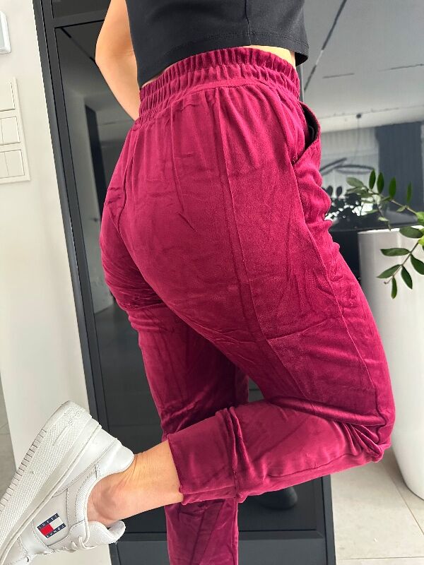 Spodnie welurowe COCO N723 bordowy