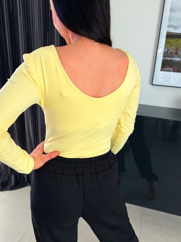 Body bluzka z długim rękawem WF821 masełkowy