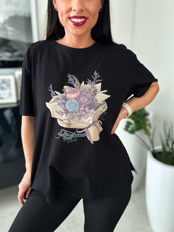 Bluzka bukiet N661 czarna