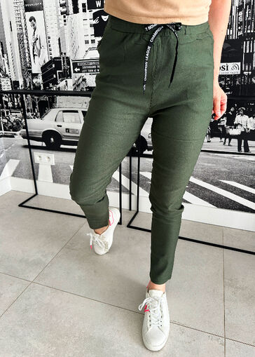 Spodnie Joggery z gumką w pasie N694 khaki