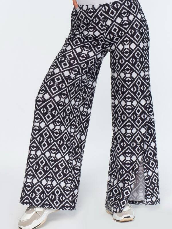 Spodnie Etno WE851 czarno-białe