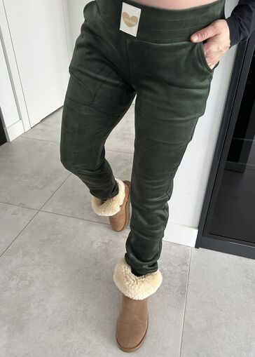 Welurowe spodnie ONE LOVE N417 zielone