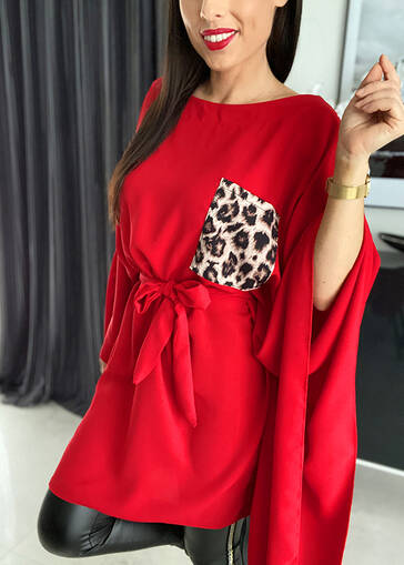 Sukienka kimono Berry z kieszonką WF211 czerwona 