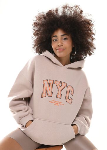 Bluza kangurka New York City beż N313