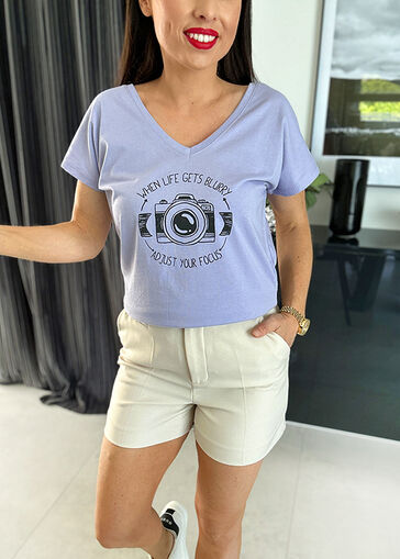 T-shirt Camera fioletowy