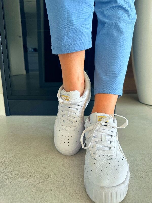 Letnie bawełniane spodnie A'la Lniane N718 niebieski