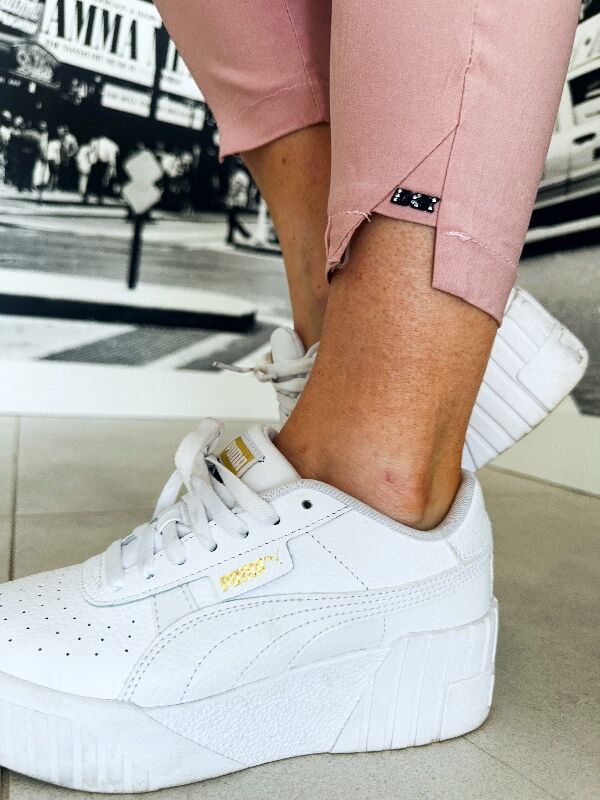 Spodnie Cygaretki z wysokim stanem N686 jasny rożowy