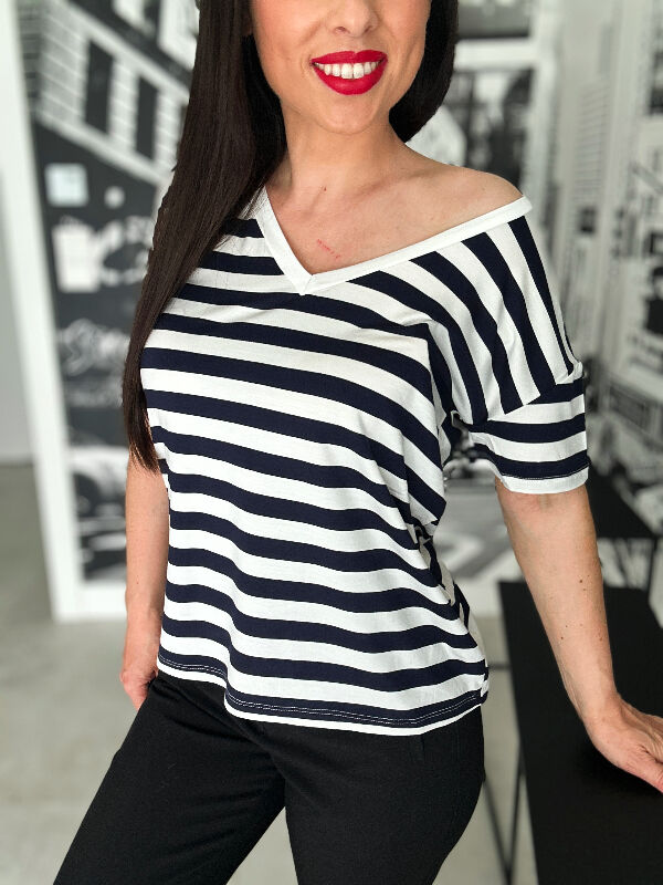 Bluzka Marina w paski N578 granat