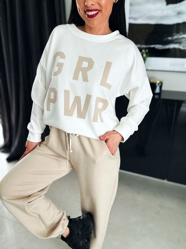 Komplet dresowy GIRL WF817 biało-beżowy