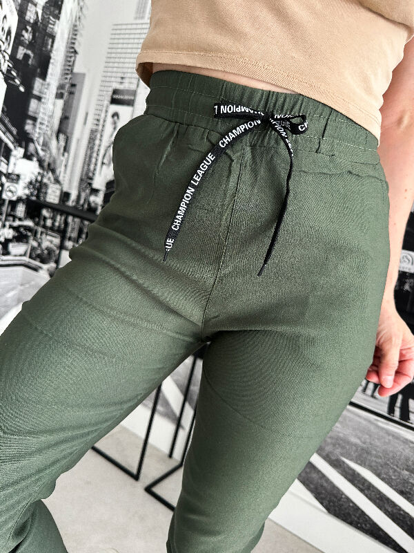 Spodnie Joggery z gumką w pasie N585 khaki