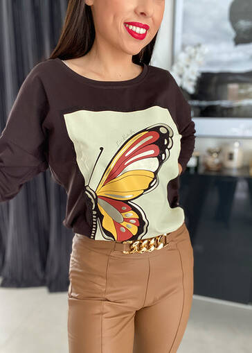 Bluzka Butterfly N139 czekoladowa 