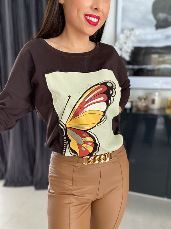 Bluzka Butterfly N139 czekoladowa