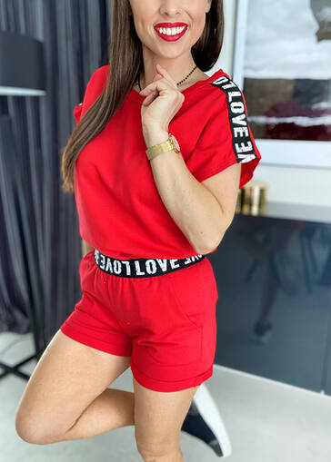 Komplet Love II t-shirt + spodenki WE124 czerwony