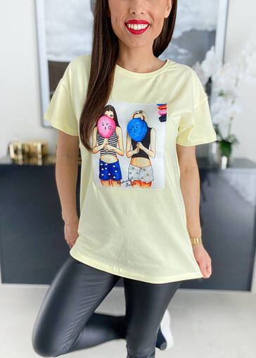 T-shirt Dimona z aplikacją K083 żółty