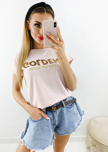 T-shirt Golden pudrowy róż