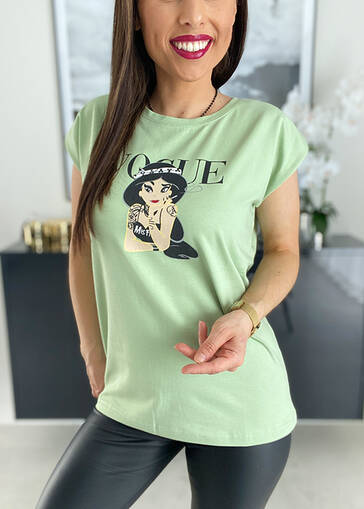 T-shirt z nadrukiem Jasmine K216 zielony