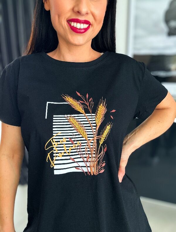 Bluzka z kłosem N674 czarny