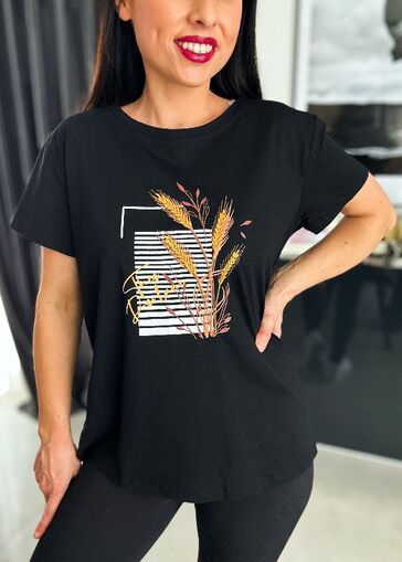 Bluzka z kłosem N674 czarny