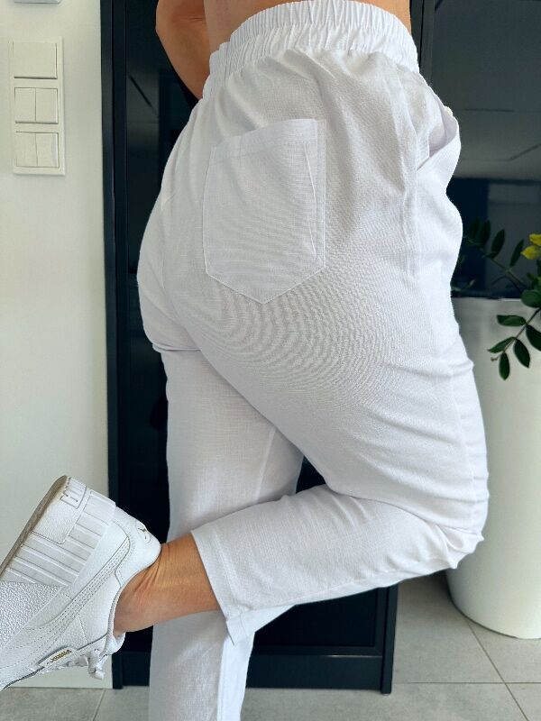 Letnie bawełniane spodnie A'la Lniane N717 biały